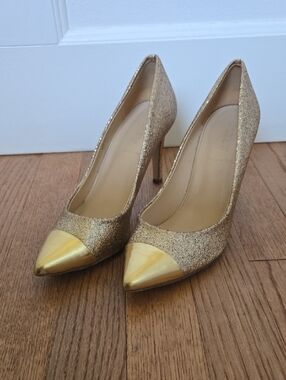 J Crew Everly Gold Glitter Pumps 7.5
